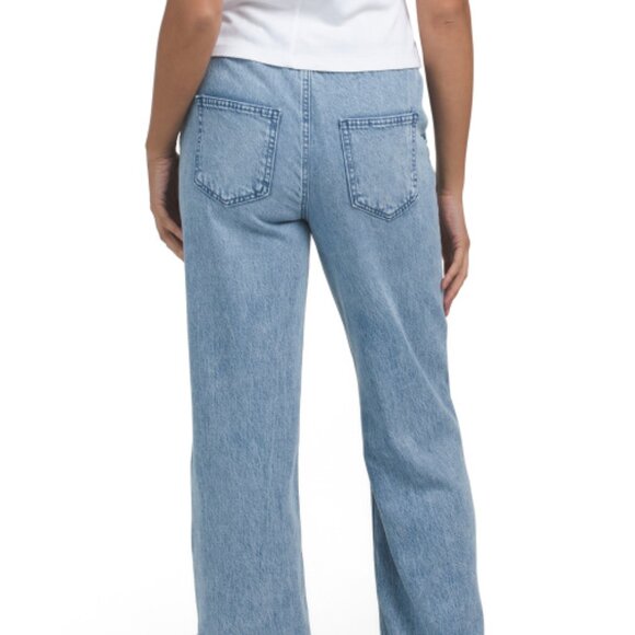 NEW REWASH Knit Denim Relaxed Wide Leg Pants in indigo for women 825 2t7 - Picture 4 of 6